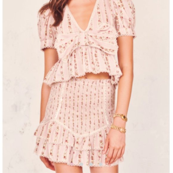 LoveShackFancy Dresses & Skirts - NWT LoveShackFancy Floral Print Smocked Mini Skirt